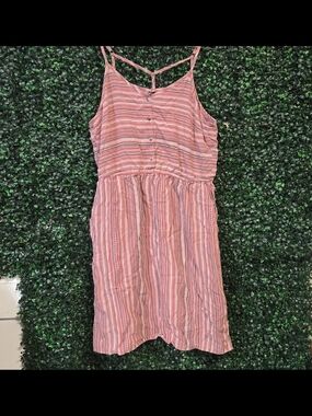 Kuhl Pink Striped Mini Dress with Button Front